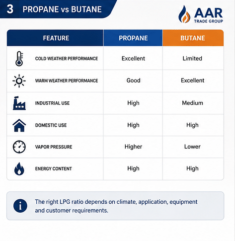 Comparison of propane and butane for industrial LPG applications